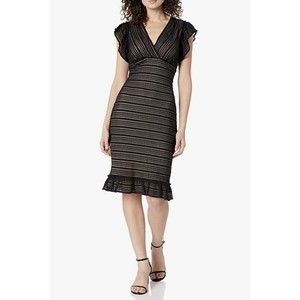 MAX STUDIO  BODYCON SILHOUETTE BLACK FLUTTER SLEEVE DRESS..! Size S